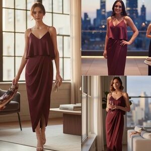 Shona Joy Luxe Dress Tulip Hem Garnet Party Australia Holiday Cocktail Wedding
